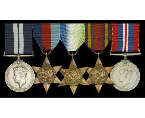 A fine Second War ‘Dunkirk’ D.S.M. group of five awarded to Stoker First Class W. S. Grimmitt, Royal Navy, who in the destroy