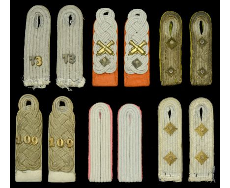 German Army Officers Shoulder Boards. Six matching pairs, comprising Oberstleutnant of Ordnance with crossed cannon motifs, r