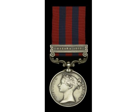 India General Service 1854-95, 1 clasp, Hazara 1888 (666 Pte G. Offord 1st Bn Suff. R.) suspension slack, nearly very fine £1