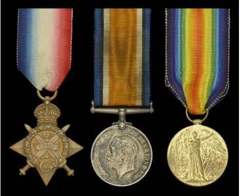Three: Private W. A. Hills, Suffolk Regiment, who was taken Prisoner of War at Le Cateau on 26 August 1914  1914 Star (8788 P