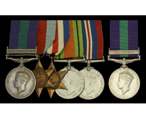 Five: Private H. D. Miller, Suffolk Regiment General Service 1918-62, 1 clasp, Palestine (5824582. Pte. H. D. Miller. Suff. R