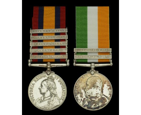 Pair: Driver J. Newman, Royal Horse Artillery  Queen’s South Africa 1899-1902, 5 clasps, Relief of Kimberley, Paardeberg, Dri