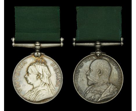 Volunteer Force Long Service Medal (2), V.R. (Cpl. J. Jones 2nd V.B. Suff. R.) engraved naming; E.VII.R (1068 Pte A. E. Johns