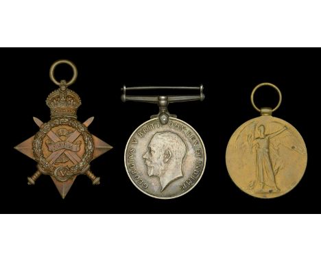 Three: Sergeant J. W. Scarlett, Suffolk Regiment  1914 Star (1486 Cpl J. W. Scarlett. 1/4 Suff: R.); British War and Victory 