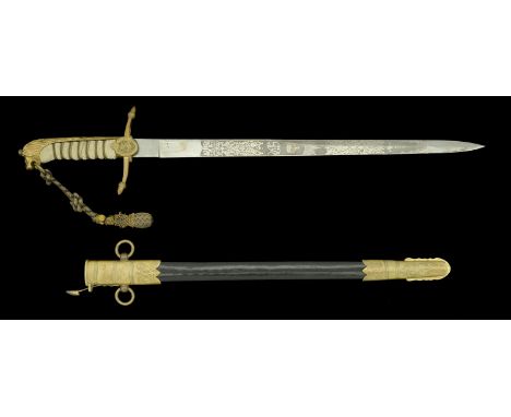 A Royal Naval Officer’s Dirk attributed to Commander T. S. Weston, D.S.O., D.S.C., R.N.  A post 1902 example, the 45.5 cm bla