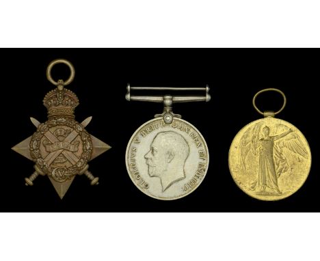 Three: Private C. G. Coles, Suffolk Regiment, who was killed in action on the Western Front, 12 March 1915  1914 Star (1946 P
