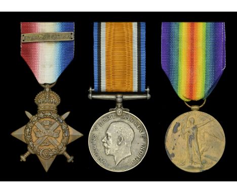 Three: Private W. H. Kerswill, Devonshire Regiment  1914 Star, with clasp (8794 Pte. W. H. Kerswill. 2/Devon R.); British War