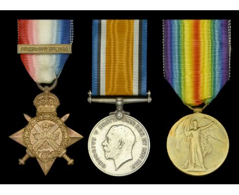 Three: Gunner F. Reed, Royal Horse Artillery  1914 Star, with later slide clasp (51426 Gnr: E. Reed. R.H.A.); British War and