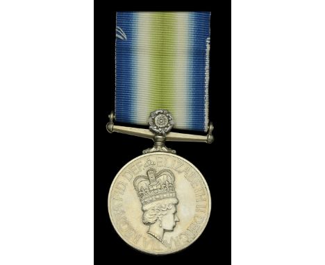 South Atlantic 1982, with replacement rosette (MEM (M) 2 A W Archer D191654F HMS Antrim) in named card box of issue, extremel