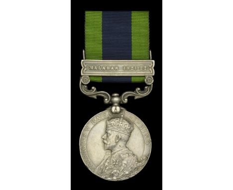 India General Service 1908-35, 1 clasp, Malabar 1921-22 (5819472 Pte. E. F. Pipe. Suff. R.) naming double-struck in places, e