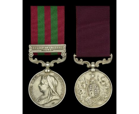 Pair: Lance-Dufadar Ahmad Khan, 15th Bengal Cavalry  India General Service 1895-1902, 1 clasp, Relief of Chitral 1895 (243 Lc