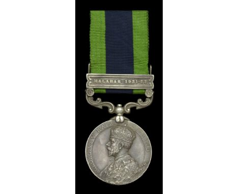 India General Service 1908-35, 1 clasp, Malabar 1921-22 (5820458 Pte. T. Rose. Suff. R.) edge bruising, digs in reverse field