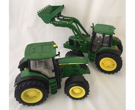 2 Britains 1:16 scale tractors. John Deere 6830 with loader and John Deere 6210R. 