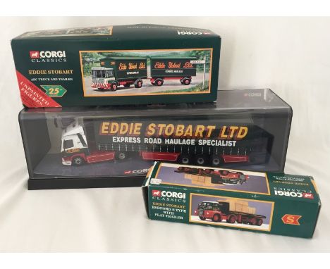 3 Corgi 1:50 scale lorries in Eddie Stobart livery.  