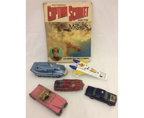 A collection of TV related diecast and book. Comprising Dinky Capt. Scarlet SPV & SPC, Dinky Lady Penelope's FAB1, Corgi Buck