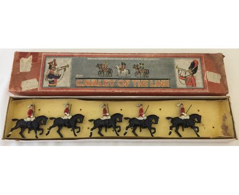 5 boxed 'Johillco' Hill & Co. lead mounted Lifeguard toy soldiers. No broken parts or restoration. Original paintwork. Set #1