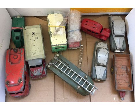 10 play worn Dinky cars. 2 with new replacement parts for restoration. 