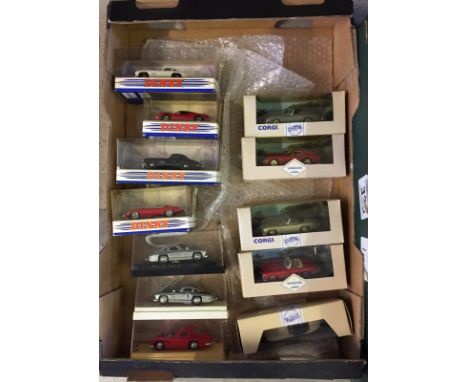 12 boxed diecast sports cars. Comprising 5 Corgi, 3 Solido Age d'or, and 4 Matchbox (Dinky Collection). 