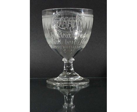 PRESENTATION GLASS RUMMER, dated 10th July 1807, inscribed 'Presented by Lieut Darling to Mr W. hort being the third best sho