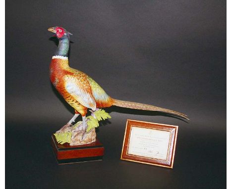 ROYAL WORCESTER RING NECKED PHEASANT a Royal Worcester model of a Male Ring Necked Pheasant RW3818, No 83 of 500 produced and