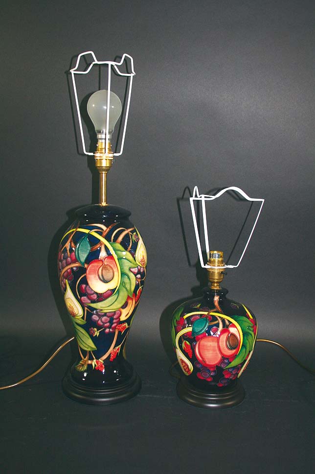 TWO MOORCROFT LAMPS two modern Moorcroft lamps in the Queens Choice