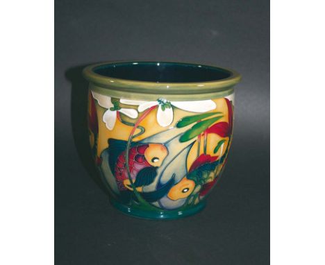 MOORCROFT PLANTER - CARP CIRCLES a modern limited edition Moorcroft planter in the Carp Circles design, No 3/75 produced and 