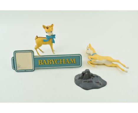 Advertising point of sale items for Babycham to include 'Deer on Rock' 'Standing Deer and 'Babycham' shelf clip. (3) With som