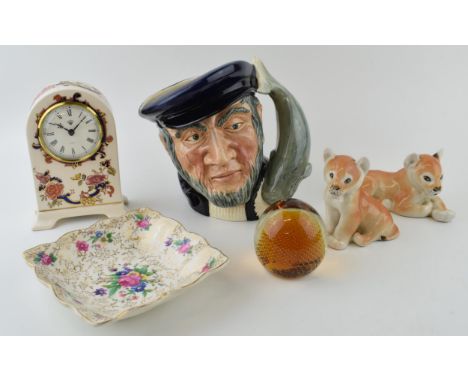 A mixed collection of ceramics to include Royal Doulton Captain Ahab. D.6500, Mason's Mandalay Clock, two USSR lion cubs and 