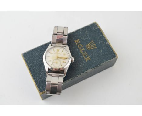 'Rolex Oyster Royal' vintage wristwatch. Stainless steel case 32mm on Rolex stainless steel oyster bracelet off white dial si