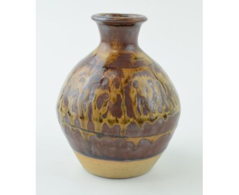 Leach studio pottery bulbous vase, stamped, 9cm tall. In good condition with no obvious damage or restoration.