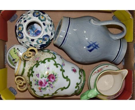 A mixed collection of ceramic items to include Keelings &amp; Co. Losol Ware jug, Noritake vase, H.J, Wood Ltd hand-painted v