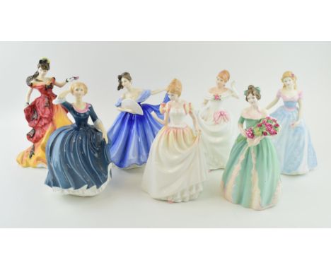 Royal Doulton Figures 'Happy Birthday' H.N. 3660, 'Tina' (2nds) H.N. 3494, 'Gift of Love' H.N. 3427, 'Elaine' (2nd) H.N. 2791