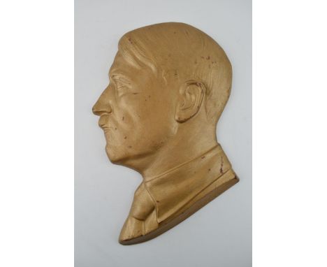 Cast metal wall plaque depicting profile of Adolf Hitler. Impressed mark to base, 'K SIEGERT MUENCHEN'. Height 30cm.