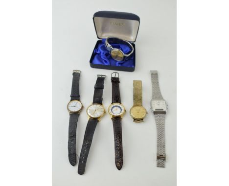 A collection of vintage watches to include a boxed 'Timex', a 'Casio' dual time 'Quartz', 'Sekonda', 'Montine' and other simi