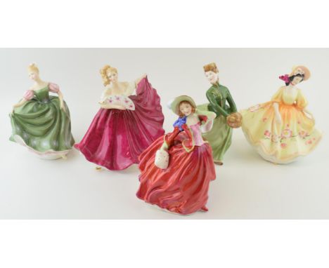 Royal Doulton Figures 'Autumn Breezes’, 'Michelle' H.N. 2234, 'Fair Lady' H.N. 2835, 'Elaine H.N. 2835 3714 and 'Sunday Best'