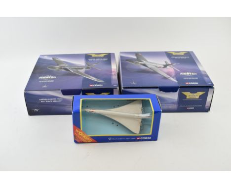 Corgi The Aviation Archive (3) Boxed Die Cast Model Jet Aircraft Hawker Hunter Concorde Excellent Boxed Condition