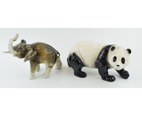 Melba Ware Panda together with a Royal Dux Elephant a/f. (2) Height 17cm. Panda of first quality with no obvious signs of dam