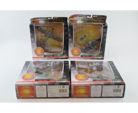 Corgi Warbirds WW2 Aircraft Collection (4) Die Cast Model Flying Fortress Hurricane Spitfire Lancaster Excellent Boxed Condit