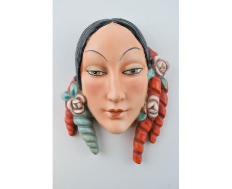 Goebel Art Deco wall mask of a lady's head, impressed marlk, 1934-1949, 18.5cm tall. In good condition with no obvious damage
