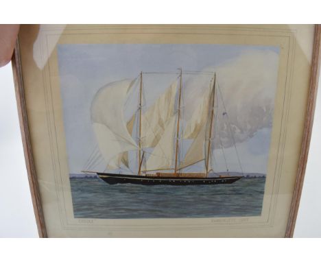 R. Hinchliffe. 'Creole'. Study in watercolour of a 19th century ship under sail. 'Creole' designed by Charles Nicholson. In i