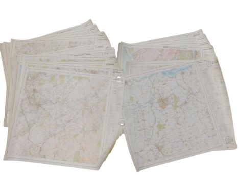 A group of Ordnance survey maps, to include Scunthorpe, Upper Clyde Valley, Canterbury and East Kent, Newbury and Wantage, et