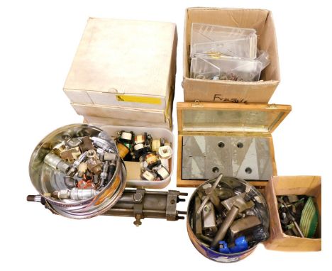 A collection of hand tools, to include various metric taps and dies, drill bits, cased imperial measurement reaming tools, ro