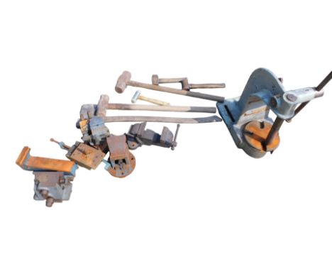 A Jones &amp; Shipman bench-mounted hand press, together with various machine and bench vices, and a small quantity of hand t