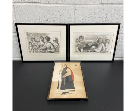A collection of three prints to include two framed lithographs after the 18th century originals by Francesco Bartolozzi along