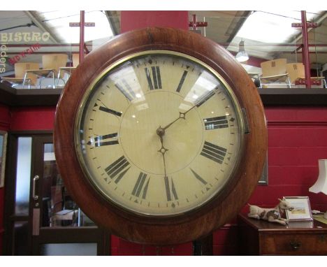 A postman's alarm clock with weights and pendulum, Roman numeral dial 
