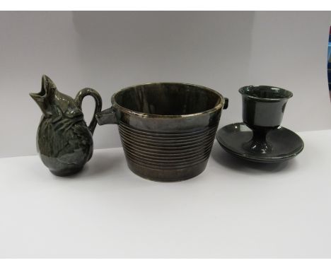 Three Dunmore glazed pottery items, including frog jug, damage to one piece (3) 