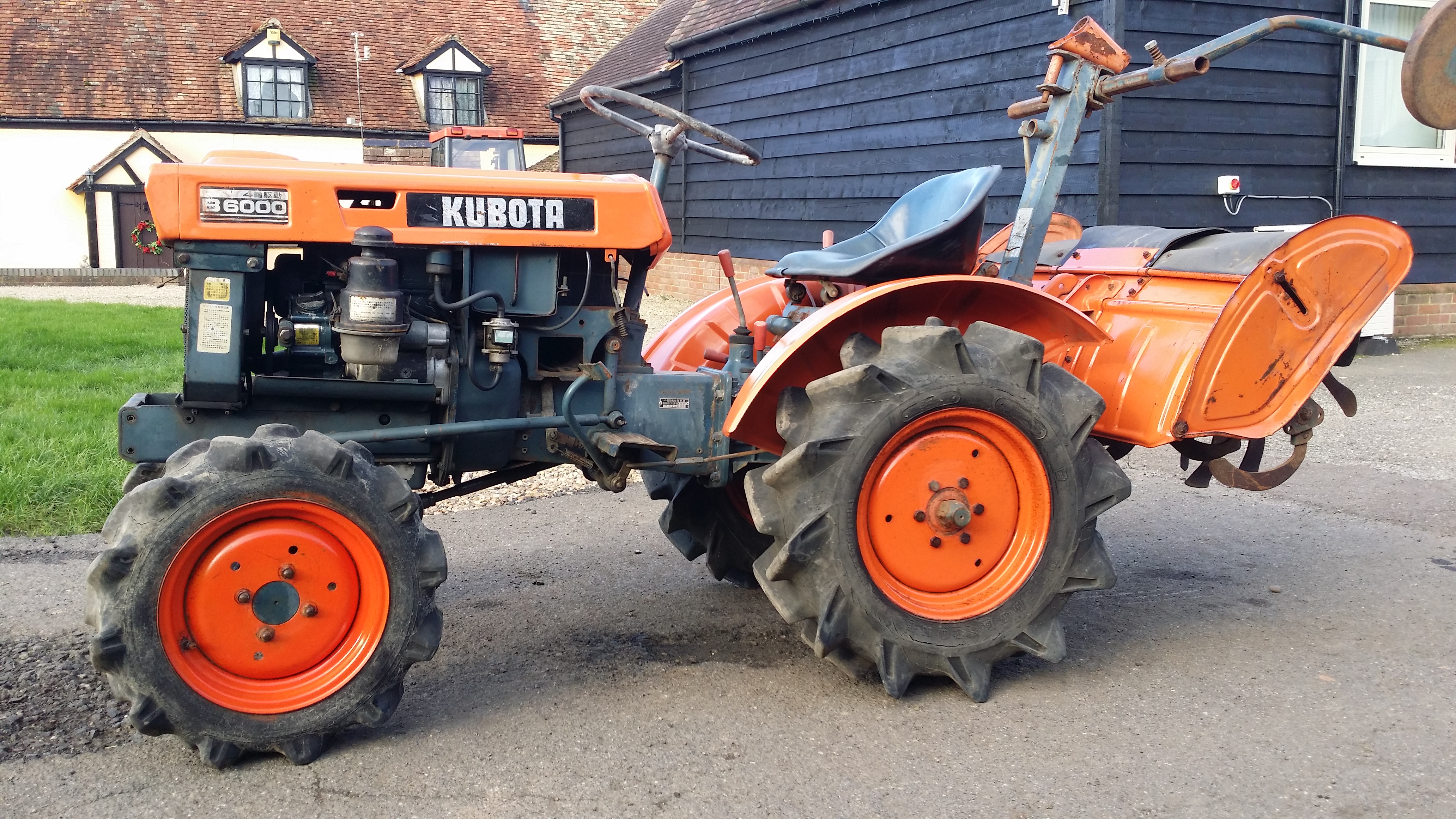 Kubota B6000 complete with rear mounted rotavator 4 wheel drive 6 speed ...