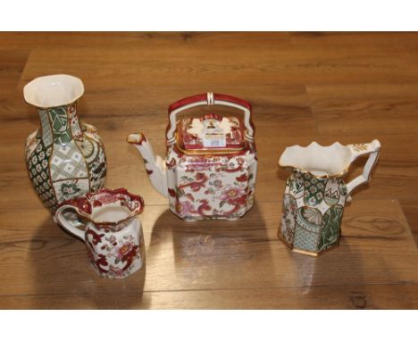 Masons Mandalay teapot and jug and Masons Applique vase and jug 