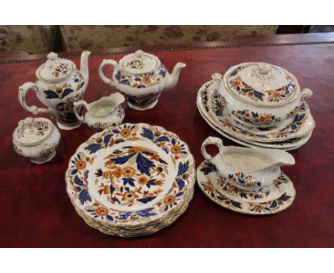 Collection of Booths Dovedale patterned dinnerware, teapot, coffee pot, tureen, ashettes, plates etc