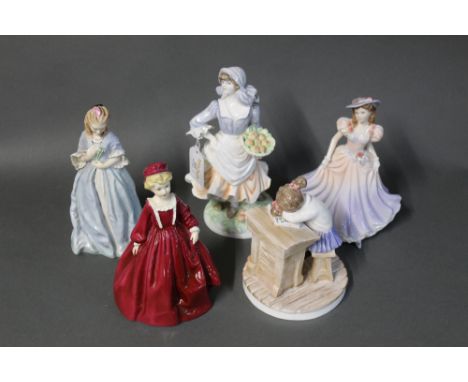 Five figurines - Royal Worcester "Rosie Picking Apples", "Catherine", "Forty Winks", Sweet Anne" and "Grandmothers Dress"